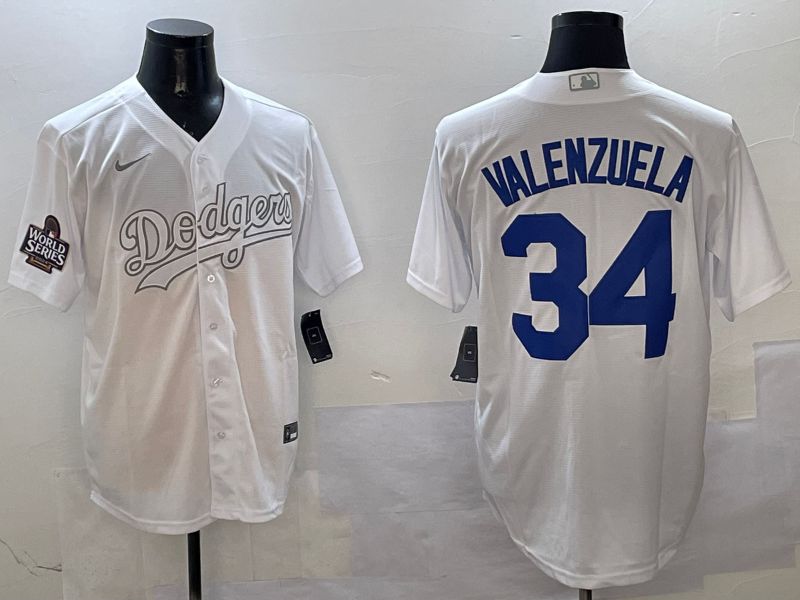 Men Los Angeles Dodgers #34 Valenzuela White Fashion Edition Game 2025 Nike MLB Jersey style 2->cleveland indians->MLB Jersey